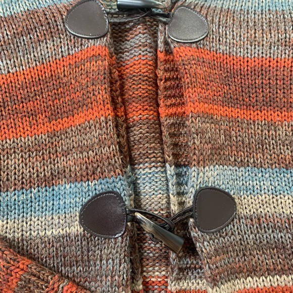 Gina Benotti | Orange, Brown, & Blue Knit Button Up Cardigan - Picture 5 of 5